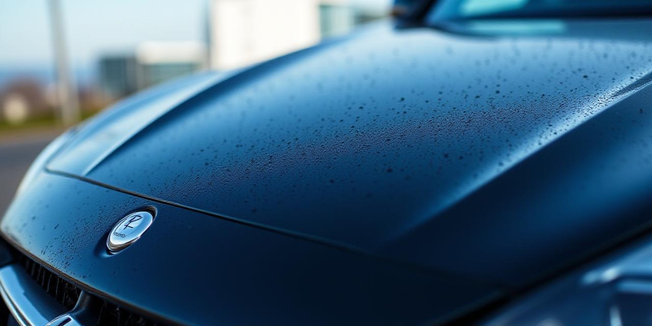 Clean car reflecting morning light